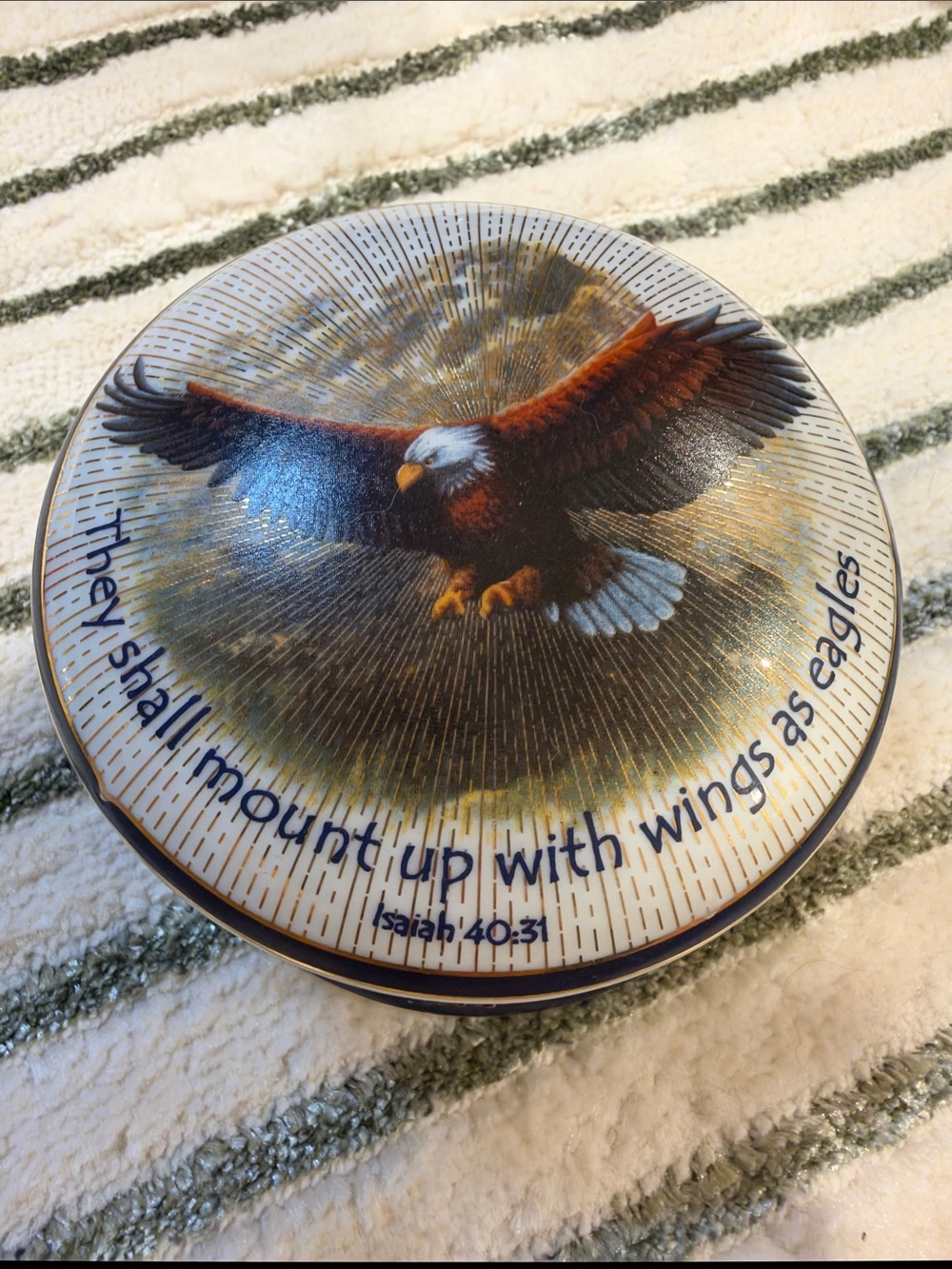 Imperial Porcelain Trinket Box "They Shall Mount Up With Wings As Eagles" 2001